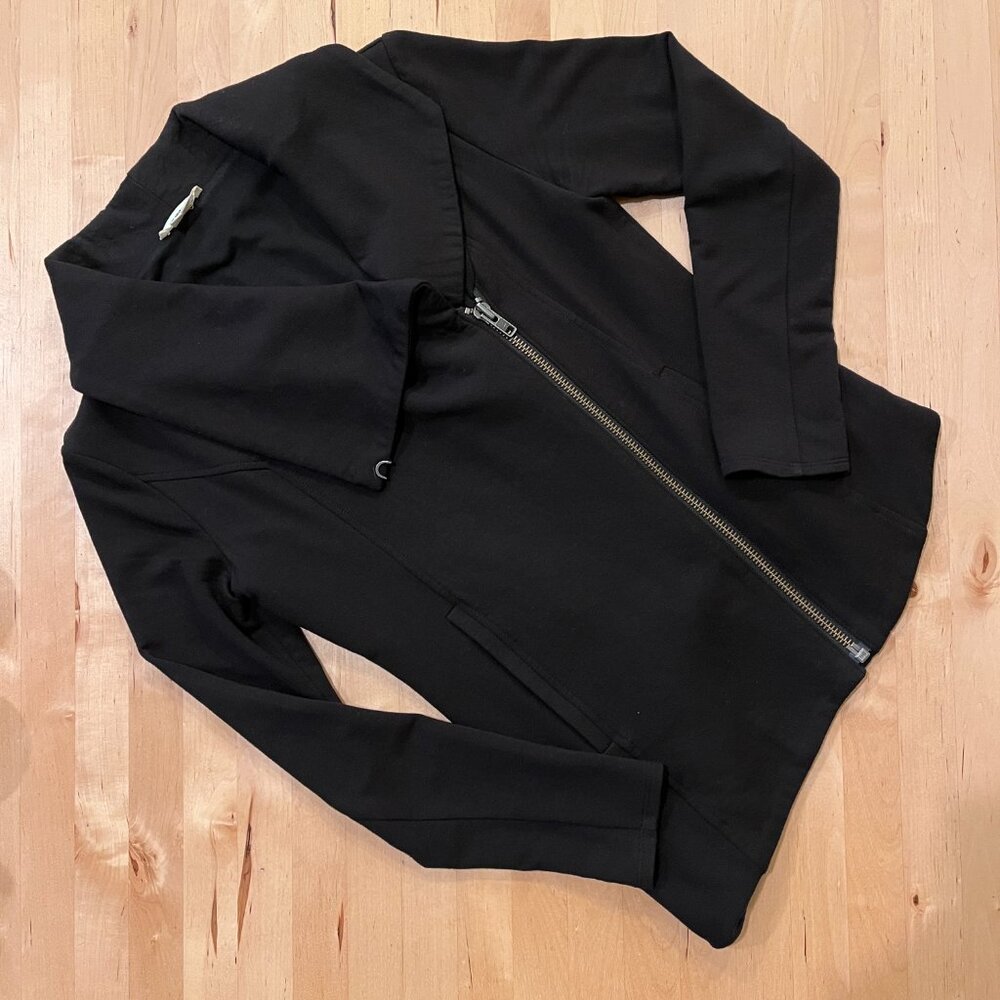 MINT Designer Helmut Lang Asymmetric High Collar Knit Jacket Blazer P/XS Black